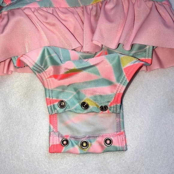 2️⃣ One-Piece Bathing Suits Size 18 months Pink White Blue Yellow Teal - Picture 6 of 7